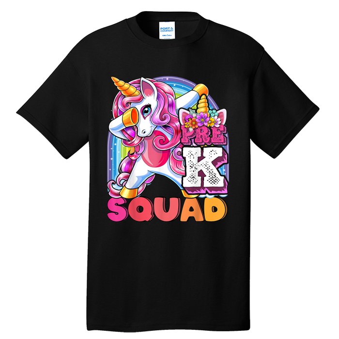 PreK Squad Dabbing Unicorn Back To School Girl Gift Tall T-Shirt