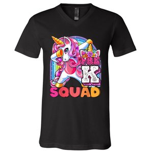 PreK Squad Dabbing Unicorn Back To School Girl Gift V-Neck T-Shirt