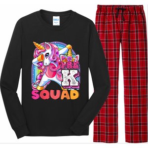 PreK Squad Dabbing Unicorn Back To School Girl Gift Long Sleeve Pajama Set