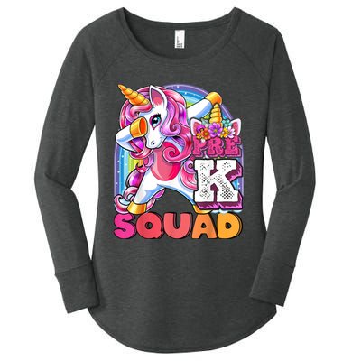 PreK Squad Dabbing Unicorn Back To School Girl Gift Women's Perfect Tri Tunic Long Sleeve Shirt