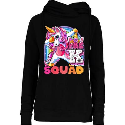 PreK Squad Dabbing Unicorn Back To School Girl Gift Womens Funnel Neck Pullover Hood