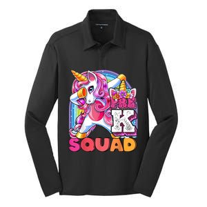 PreK Squad Dabbing Unicorn Back To School Girl Gift Silk Touch Performance Long Sleeve Polo