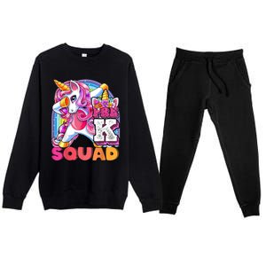 PreK Squad Dabbing Unicorn Back To School Girl Gift Premium Crewneck Sweatsuit Set