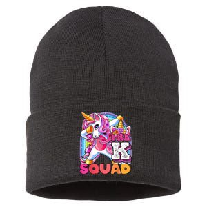 PreK Squad Dabbing Unicorn Back To School Girl Gift Sustainable Knit Beanie