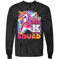 PreK Squad Dabbing Unicorn Back To School Girl Gift Tie-Dye Long Sleeve Shirt