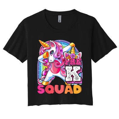 PreK Squad Dabbing Unicorn Back To School Girl Gift Women's Crop Top Tee