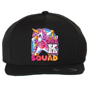 PreK Squad Dabbing Unicorn Back To School Girl Gift Wool Snapback Cap