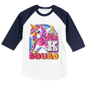 PreK Squad Dabbing Unicorn Back To School Girl Gift Baseball Sleeve Shirt