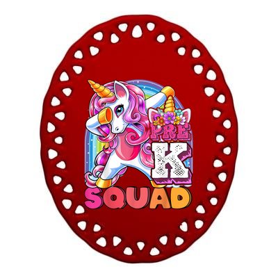 PreK Squad Dabbing Unicorn Back To School Girl Gift Ceramic Oval Ornament