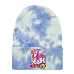 PreK Squad Dabbing Unicorn Back To School Girl Gift Tie Dye 12in Knit Beanie