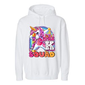 PreK Squad Dabbing Unicorn Back To School Girl Gift Garment-Dyed Fleece Hoodie