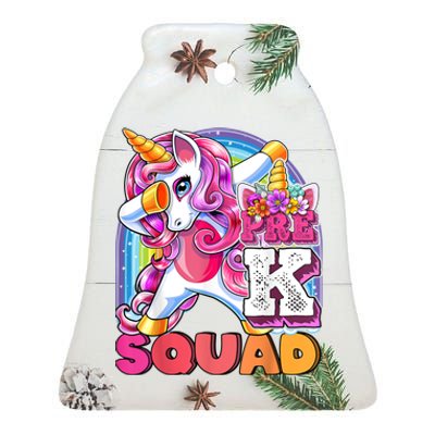 PreK Squad Dabbing Unicorn Back To School Girl Gift Ceramic Bell Ornament