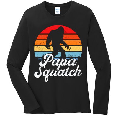 Papa Squatch Dad Bigfoot Sasquatch Plus Size Ladies Long Sleeve Shirt