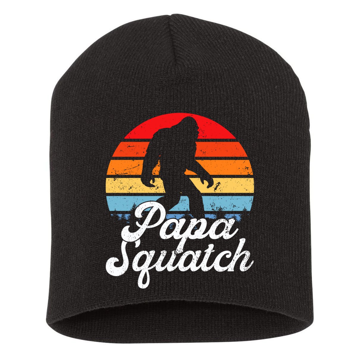 Papa Squatch Dad Bigfoot Sasquatch Plus Size Short Acrylic Beanie