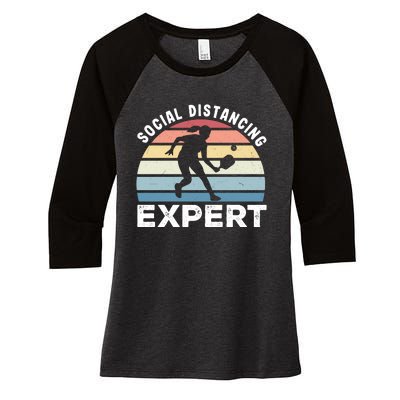 Pickelball Social Distancing Expert Women's Tri-Blend 3/4-Sleeve Raglan Shirt