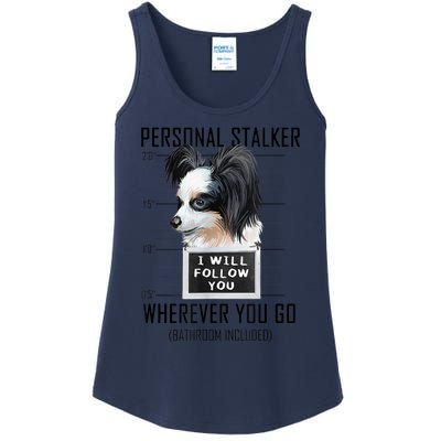 Personal Stalker Dog Papillon I Will Follow You Mugshot Ladies Essential Tank