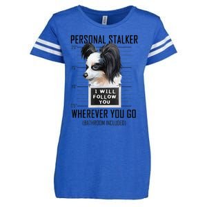 Personal Stalker Dog Papillon I Will Follow You Mugshot Enza Ladies Jersey Football T-Shirt