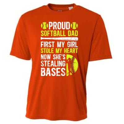 Proud Softball Dad Of A Softball Player Dad Softball Father Gift Cooling Performance Crew T-Shirt