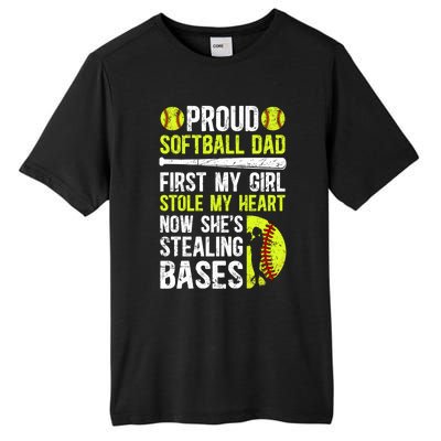 Proud Softball Dad Of A Softball Player Dad Softball Father Gift Tall Fusion ChromaSoft Performance T-Shirt