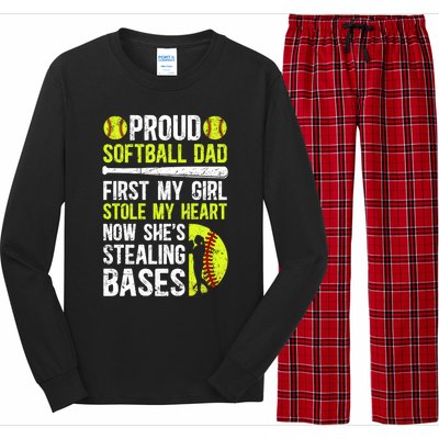 Proud Softball Dad Of A Softball Player Dad Softball Father Gift Long Sleeve Pajama Set