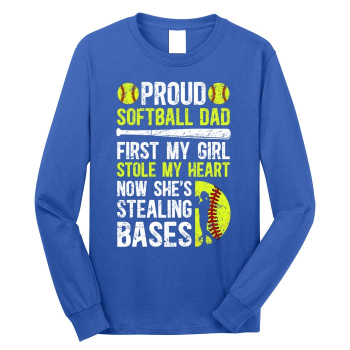 Proud Softball Dad Of A Softball Player Dad Softball Father Gift Long Sleeve Shirt