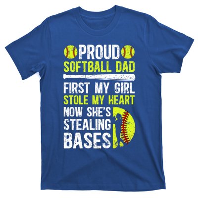 Proud Softball Dad Of A Softball Player Dad Softball Father Gift T-Shirt