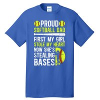 Proud Softball Dad Of A Softball Player Dad Softball Father Gift Tall T-Shirt