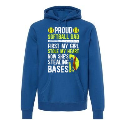 Proud Softball Dad Of A Softball Player Dad Softball Father Gift Premium Hoodie