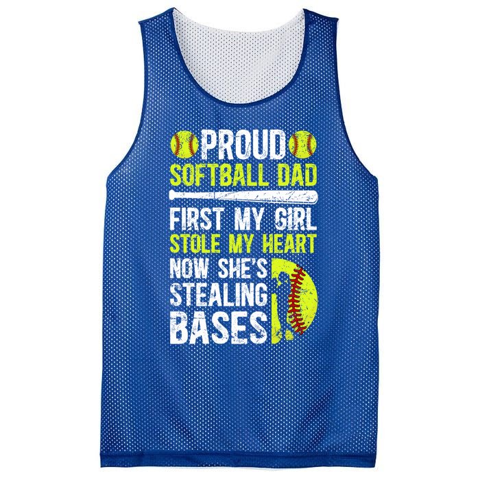 Proud Softball Dad Of A Softball Player Dad Softball Father Gift Mesh Reversible Basketball Jersey Tank