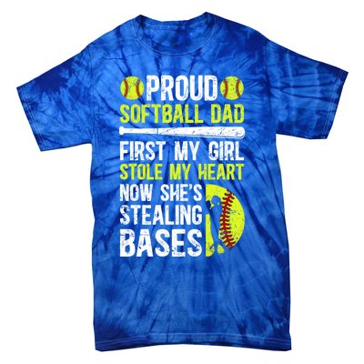 Proud Softball Dad Of A Softball Player Dad Softball Father Gift Tie-Dye T-Shirt