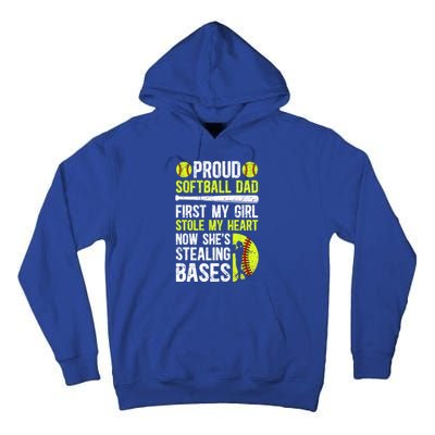 Proud Softball Dad Of A Softball Player Dad Softball Father Gift Tall Hoodie