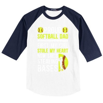 Proud Softball Dad Of A Softball Player Dad Softball Father Gift Baseball Sleeve Shirt