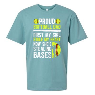 Proud Softball Dad Of A Softball Player Dad Softball Father Gift Sueded Cloud Jersey T-Shirt