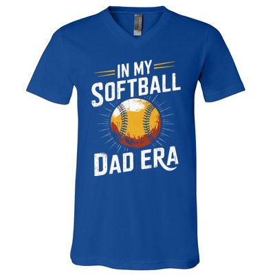 Proud Softball Dad Softball Dads In My Softball Dad Era Gift V-Neck T-Shirt