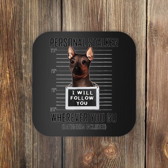 Personal Stalker Dog Hairless Terrier I Will Follow You Coaster