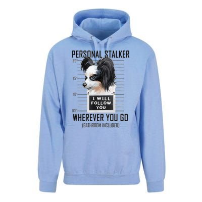 Personal Stalker Dog Papillon I Will Follow You Mugshot Unisex Surf Hoodie