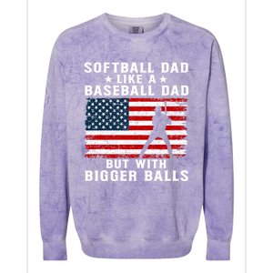 Patriotic Softball Dad Like A Baseball Dad Gift Colorblast Crewneck Sweatshirt