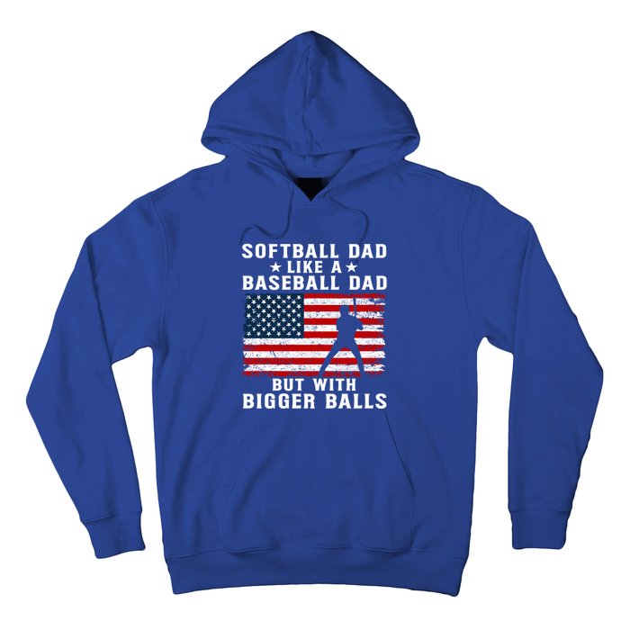 Patriotic Softball Dad Like A Baseball Dad Gift Hoodie