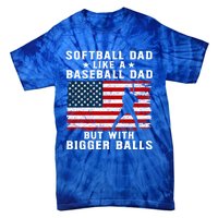 Patriotic Softball Dad Like A Baseball Dad Gift Tie-Dye T-Shirt