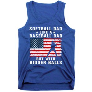 Patriotic Softball Dad Like A Baseball Dad Gift Tank Top