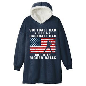 Patriotic Softball Dad Like A Baseball Dad Gift Hooded Wearable Blanket