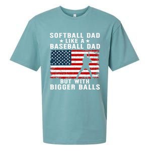 Patriotic Softball Dad Like A Baseball Dad Gift Sueded Cloud Jersey T-Shirt