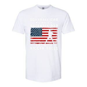 Patriotic Softball Dad Like A Baseball Dad Gift Softstyle CVC T-Shirt