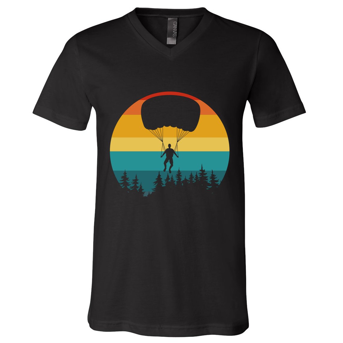 Parasailing Sunset Design V-Neck T-Shirt