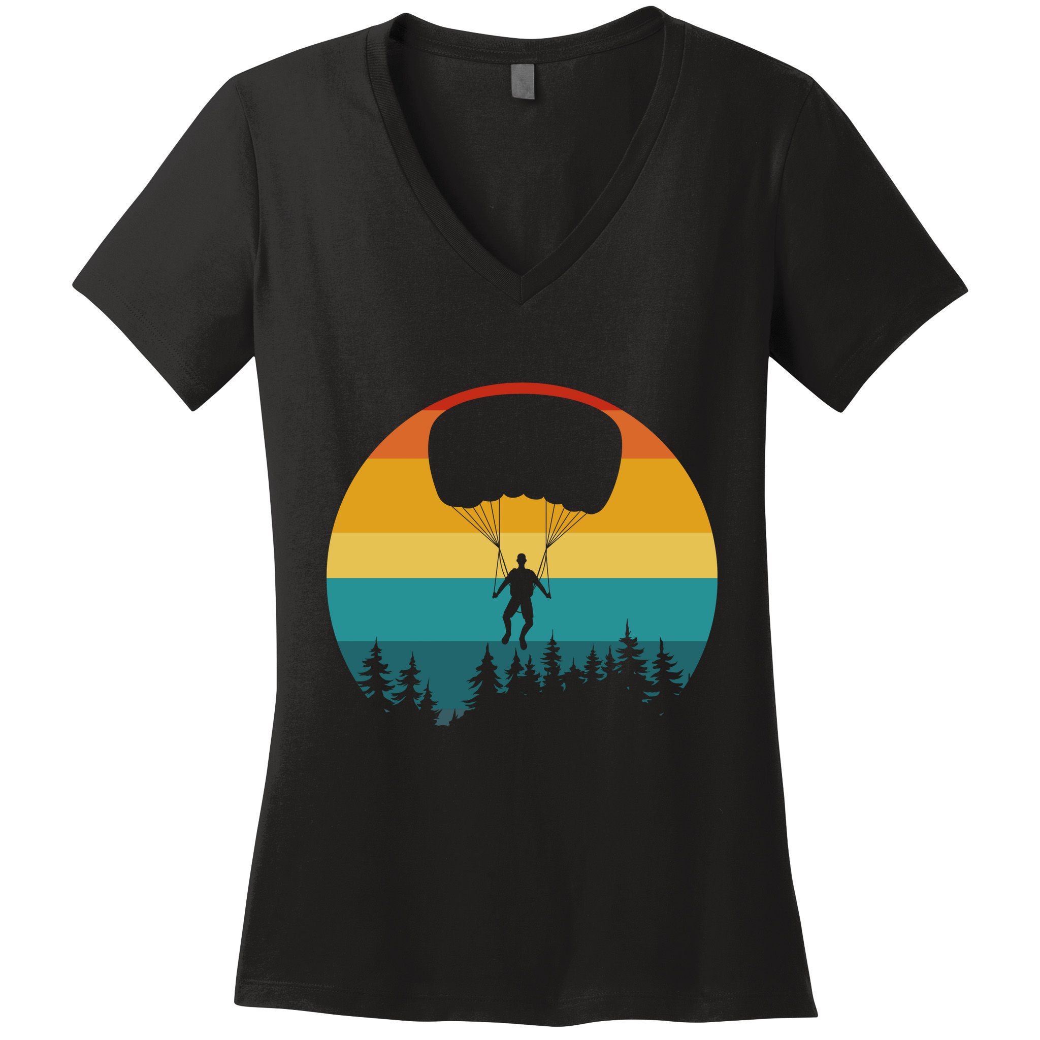 Parasailing Sunset Design Women's V-Neck T-Shirt