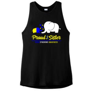 Proud Sister Down Syndrome Awareness Elephant Ladies PosiCharge Tri-Blend Wicking Tank