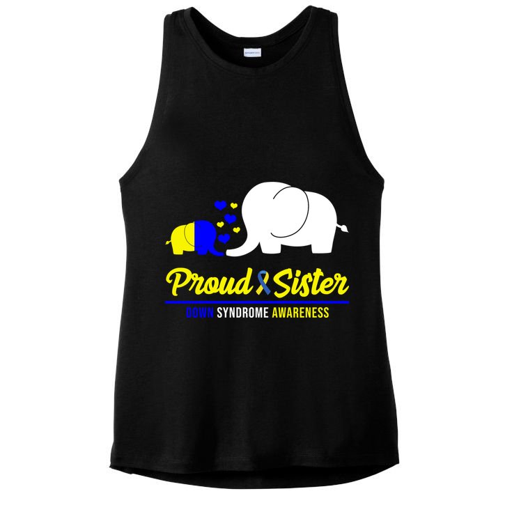Proud Sister Down Syndrome Awareness Elephant Ladies PosiCharge Tri-Blend Wicking Tank