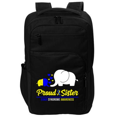 Proud Sister Down Syndrome Awareness Elephant Impact Tech Backpack