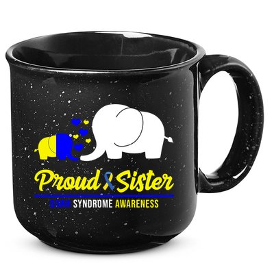 Proud Sister Down Syndrome Awareness Elephant 15oz Campfire Ceramic Mug