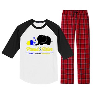 Proud Sister Down Syndrome Awareness Elephant Raglan Sleeve Pajama Set